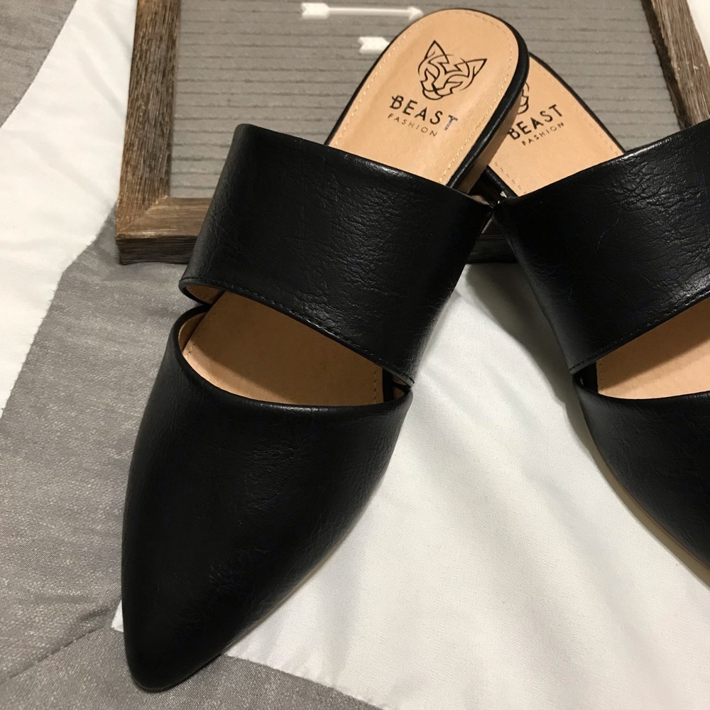 Black Mules Pointed Flats Sandals LAst 1 Size 8 - Picture 6 of 8